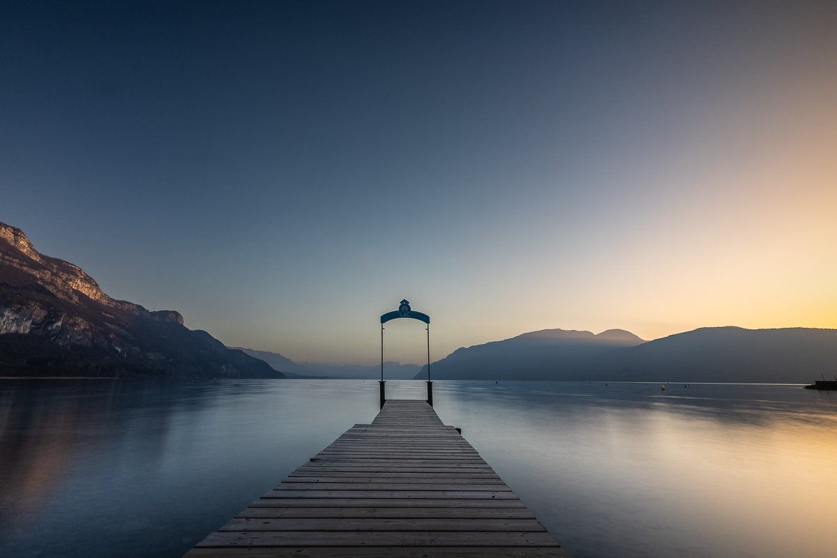 Pose longue du soir sur le Lac du Bourget